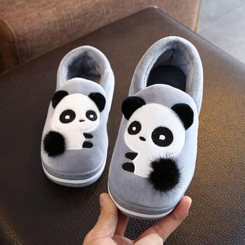 Kids Winter Slippers Anti-Skid Plush Walking Shoes Children Boy Girl Spring Home Shoes Toddler Cute Animal Indoor Slippers