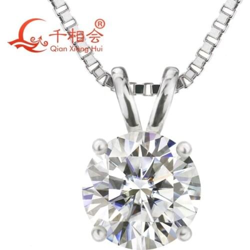 DF and GH whie color moissanites 7mm stone pendants round shape with 925 silver for necklace