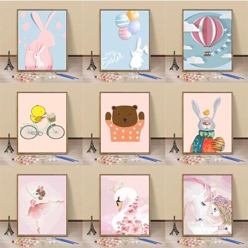 Dream Of Pink Painting By Numbers For Kids Kits Hand Painted Decor Drawing Canvas DIY Oil Coloring Paint Picture By Numbers