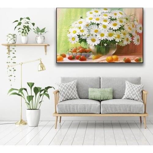 Elegant Daisy Paintings By Numbers Flowers Picture On Wall Loft Table Decoration Modern 40×50CM Nice Gifts Art Supplies