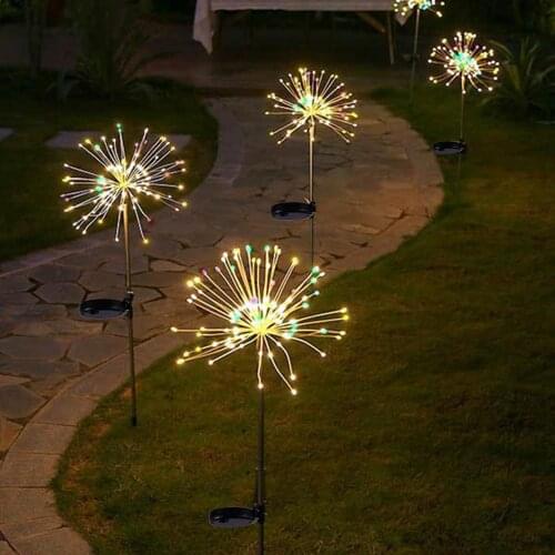 150LED Solar Lawn Smoke Lantern Dandelion Copper Wire Lamp String Outdoor Waterproof Copper Wire Christmas Decorative Lights