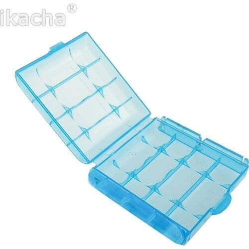 2pcs Blue Hard Plastic Case Storage Box For AA AAA Rechargeable Battery Flash