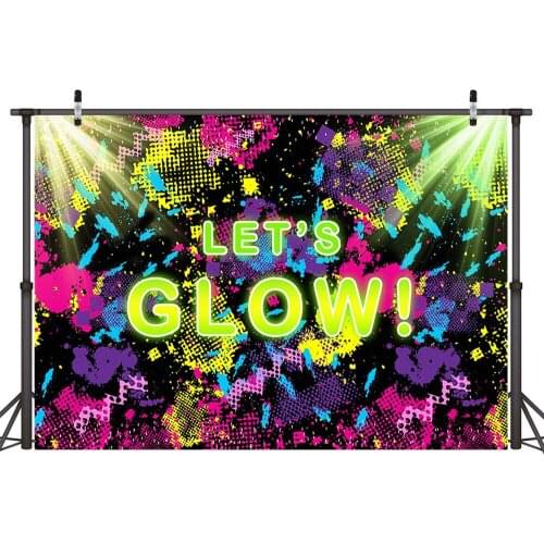 Graffiti Photography Background Birthday Party Theme Backdrops for Photo Booth Lets Glow Theme Backgrounds Vinyl Cloth