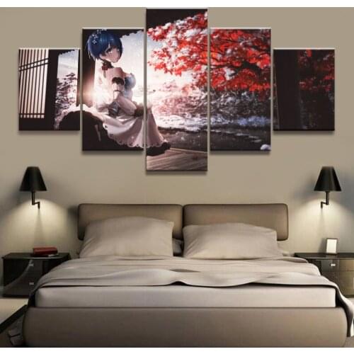5 Piece Painting Canvas Wall Art HD Print Painting Re Life in a Different World from Zero Re Anime Home Living Room Decor