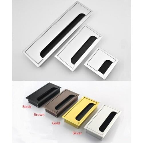 Square Rectangle Aluminum Office Table Desktop PC Cabinet Wire Cable Hole Flap Brush Grommet Cover Gold Black Brown