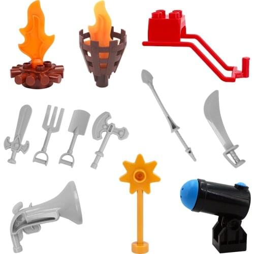 Mini Warfare Weapon Military Castle knight saddle gun arms figures big size Building Blocks Toy accessory Compatible with Duplo