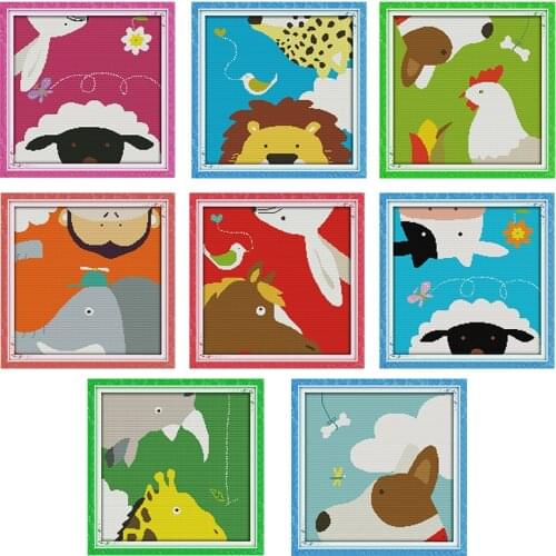 Cute little animal series Cross stitch kit with pattern DMC cross stitch DIY embroidery kit 14CT canvas fabric needlework set