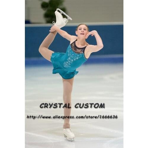 Custom Girls Figure Skating Competition Dresses Crystals Graceful New Brand Kids Ice Figure Skating Dresses DR3771