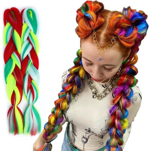 Braiding Hair Mix Rainbow Braids Synthetic Jumbo Braids Hair Extension for Women