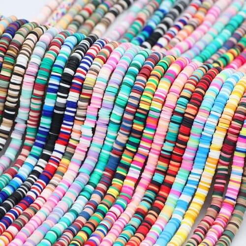 Mix Color Flat Round Polymer Clay Bead Chip Disk16Inch 6mm Spacer Loose Beads Bohemian For Jewelry Making Handmade DIY Bracelet