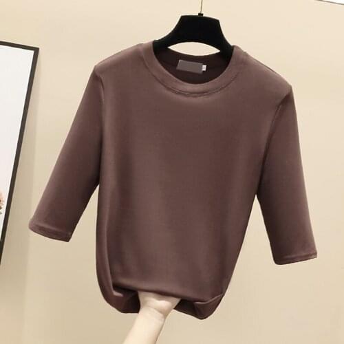 2021Casual Coffee Black White Woman Tshirt Top Korean Tee Shirt Femme Half Sleeve T Shirt O-Neck Summer T-Shirt Women tops