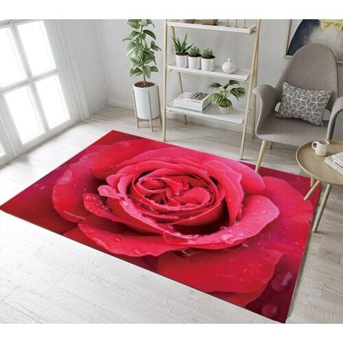 Lifelike Fresh Red Rose With Dewdrops Custom Home Childrens Room Floor Cushion Kitchen Area Rugs Bathroom Carpets Non-Slip Mat