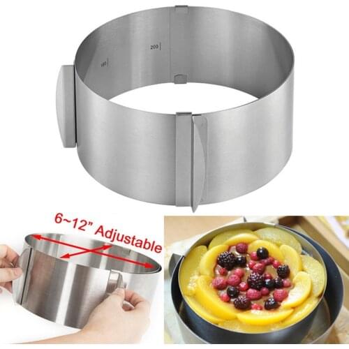 "6""-12"" inch Adjustable Round Cake Mold Stainless Steel Device Cake Decorating Mold DIY Bakeware Kitchen Cooking Tool