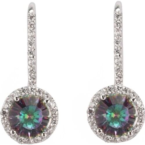 SHUNXUNZE Luxury vintage Charms Engagement Wedding Earrings For Women christmas gifts Rainbow Cubic Zirconia Rhodium Plated R713