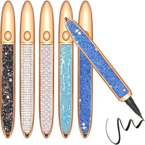 Self-adhesive 2In 1 Magic Lash Liner Glue Pen Non Magnetic No Glue Diamond Bling Glitter Liquid Eyeliner Waterproof Long-lasting