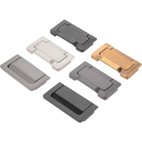 Hidden Panel Handle Modern Pull Simple Knob 64mm Hole Black/Silver/Gray w/screw Alloy Kitchen Cupboard Door Drawer Decor Bath