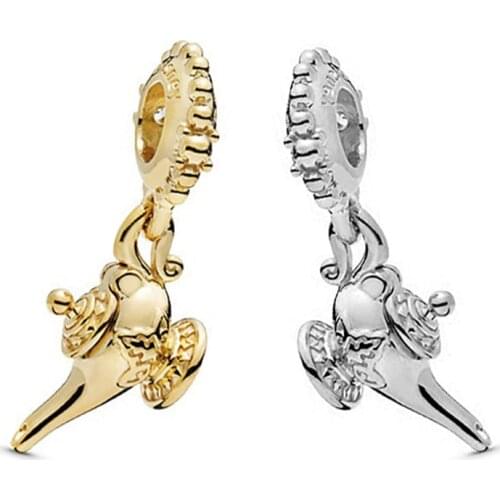 Silver Color Aladdin Magic Lamp Pendant Fit Original Pan Charms Bracelet Women Anime Beads for Jewelry Making DIY Children Gifts