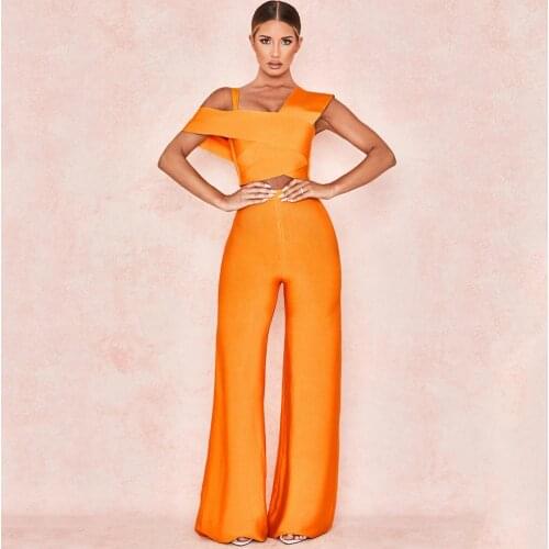 Bandage Women Set Suits Fashion Party Club Summer 2 Piece Set Short Top Flare Pants Set Women Two Piece Outfits
