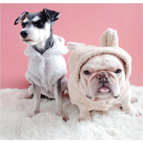 Dog Vest Soft Fleece Clothes For Dogs Cute Bunny Ear Dog Pajamas Shirts Winter Warm Dog Clothes French Bulldog Schnauzer Coat