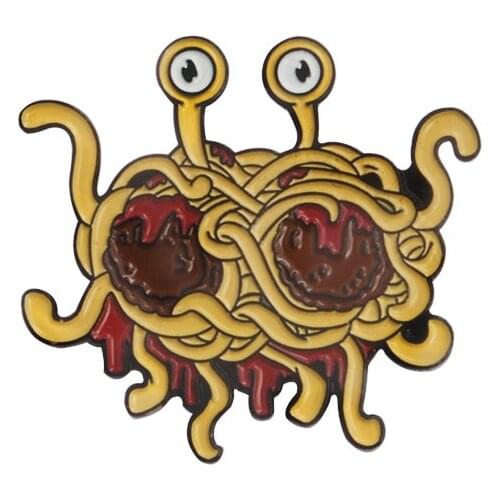 FSM Metal Enamel Brooch Flying Spaghetti Monsterism Badge Pin Mens And Womens Trendy Costume Backpack Jewelry Accessories