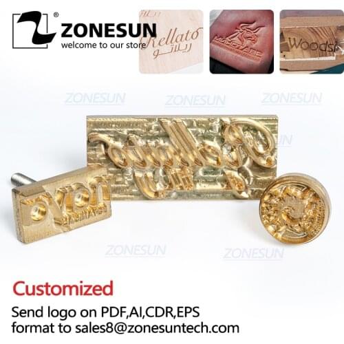 ZONESUN Customize Hot Brass Stamp branding Iron Mold Logo Personalized Mold heating on Wood/Leather wedding Invitation DIY gift