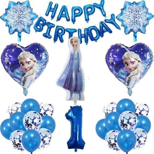 1set Frozen princess elsa foil balloons 32inch number ballon latex ballon helium kids birthday party decoration globos kid toy