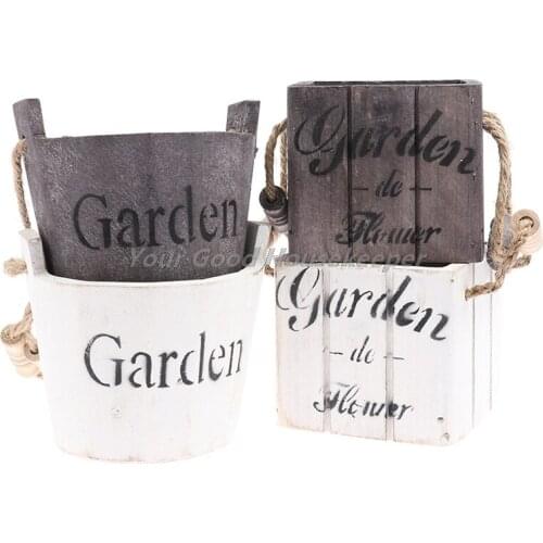 1pc Vintage Retro Wooden Barrel Planter Vintage Flower Pots Plant Barrel Decor