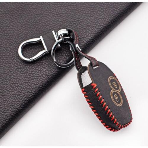 100% hand sewn leather car key cover for Renault Clio scenery Megane Duster Sandero Koleos Captur Twingo 2 Button car key cover