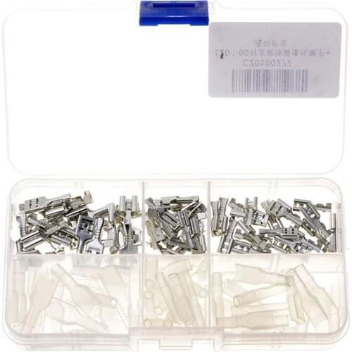 120PCS Female Spade Bare Terminals 2.8mm/4.8mm/6.3mm Transparent Insulation Sheath Wire Butt Splice Female Spade Connector Kit