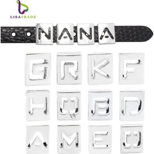 130PCS 8MM Hollow Slide Letters A-Z slide charms for leather bracelets & Wristband /Pet Name Collar Dog Collar LSSL010*130