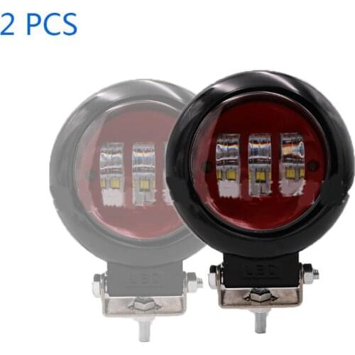 2Pcs 30W Round Fog Light Red for Jeep Wrangler JK LJ TJ Headlight Trackor Boat Driving LED Lamp