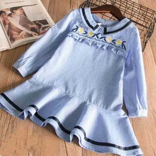 2018 Baby Girls Spring Autumn Striped Printing Dress Children Girl Long Sleeved Flower Fashion Dresses Vestido Kids Clothing