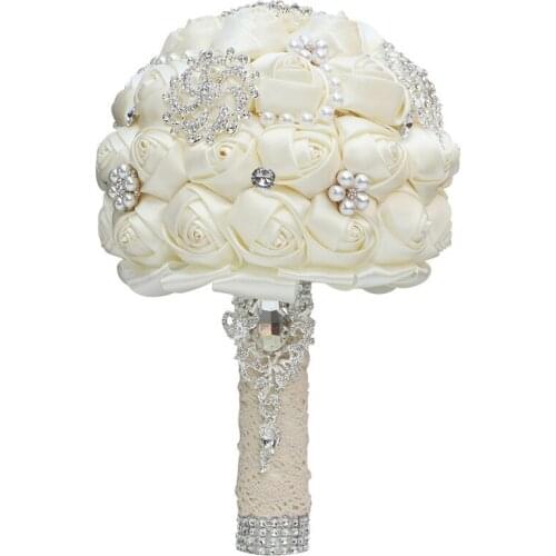 2021 New Milk Color Series Bride Bridesmaid Rhinestone Holding Bouquet Wedding Supplies Artificial Artificial Flowers B06