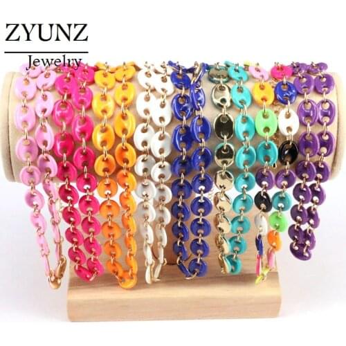 4PCS, Enamel Colorful Necklace Mask shaped Link Chain Hiphop Gold Color Fashion Jewelry For Women Jewelry