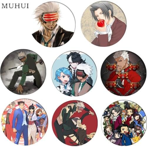 58mm Online Game Ace Attorney Brooch Pin Cosplay Badge Anime Accessories For Clothes Backpack Decoration gift