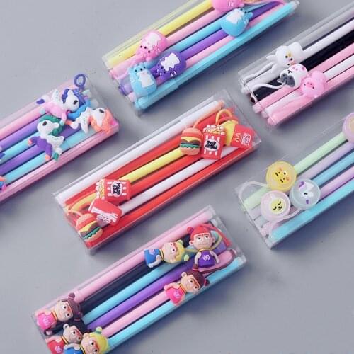 6pcs/set Kawaii Ssoft Erasable Gel Pen Set 0.5mm Pen Point Signature Pen Office Student Writing Stationery Children Gift