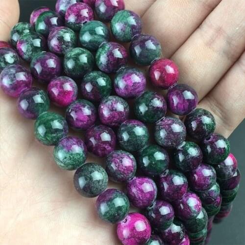 Dragon Blood Jades Tourmaline Stone Beads Round Loose Spacer Beads For Jewelry Making DIY Bracelet Necklace 15'' 6/8/10/12mm