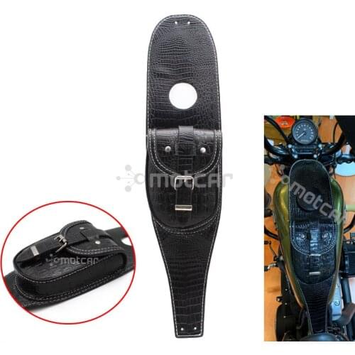 Motorcycle Panel Cover Bag Black PU Crocodile Leather Gas Tank Dash Console Center Pouch Bag for Harley Sportster XL48 883 1200