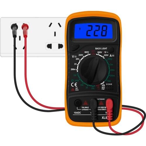 Handheld LCD Digital Multimeter XL830L AC/DC Voltage Amp Current Resistance Tester Blue Backlight Meter