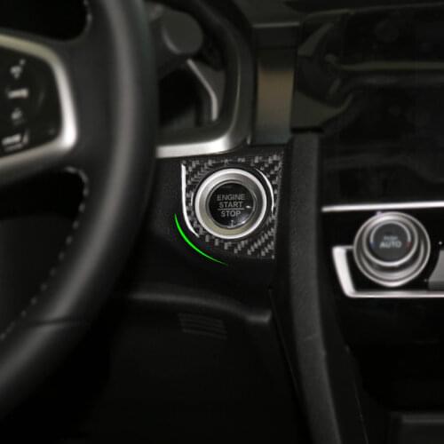 Carbon Fiber Car Interior Ignition Start Switch Key Hole Frame Cover Sticker Trim For Honda Civic 10th Gen 2016 2017 2018 2019