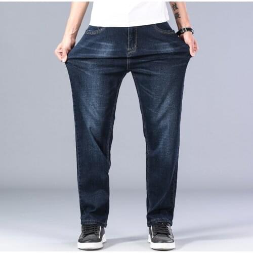 Summer Thin MenS Loose Jeans Business Casual Stretch Straight Denim Trousers Classic Style Soft Plus Size Pants Male Slim Brand