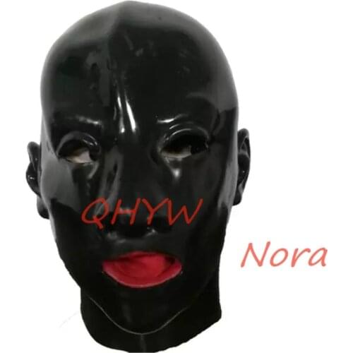 Natural Latex mask hood cosplay costumes fetish cosplay mask Back Zipper Club Wear one size