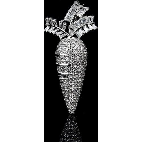 Fashion design personality cz copper carrot pin brooch fruit Vegetables ornament jewelry accessory