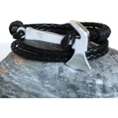 Punk Bracelets black Synthetic leather Bracelet Vintage Retro Hammer With Hatchet battleaxe For Men Women Christmas Gift