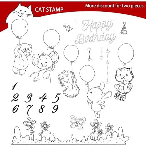 Cartoon Animal Balloon Clear Stamps For Scrapbooking Card Making Photo Album Silicone Stamp DIY Decorative Crafts