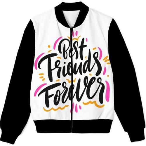 REAL American SIZE Bestfriends Forever - Best Buds Sublimation Print Zipper Up Jacket Plus SIze 4XL 5XL 6XL
