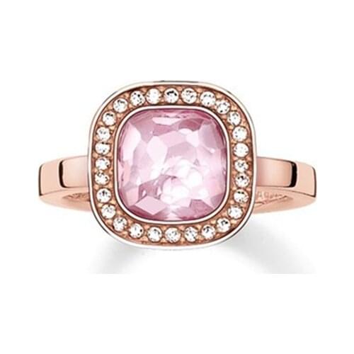 Rose Gold Color Zirconia-Pave Sensual Pink Crystal Eternity Rings, Fashion Thomas Style Glam Ring Jewelry Ts Soul Gift for Women