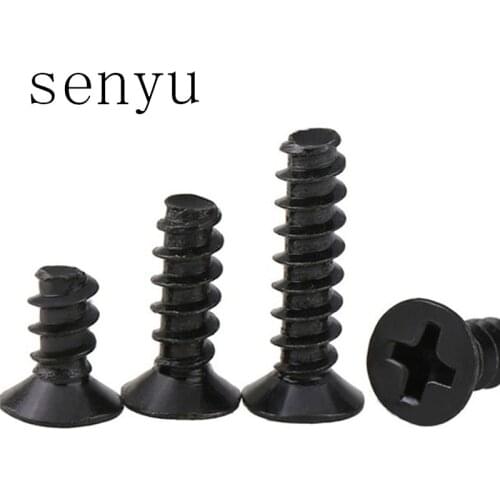 Luchang M1.2 M1.4 M1.7 M2 M2.3 M2.6 M3 Philips Cross Countersunk Flat Head Tail Self Tapping Screw Black KB Micro Screws