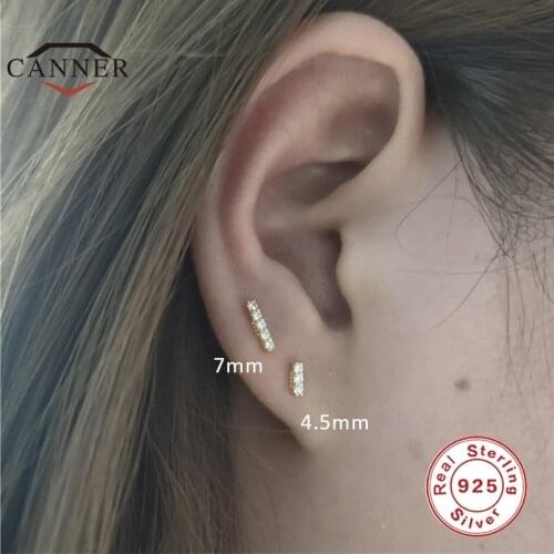 CANNER 4.5/7mm 925 Sterling Silver Pierced Ins Simple Mini Stud Earrings for Women Small Piercing Screw-back Earings Jewelry