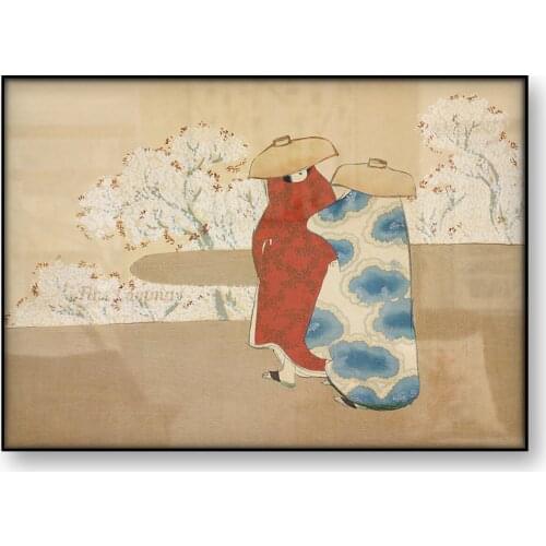 Hanami Season Kamisaka Sekka Japanese Art Poster Vintage Painting Woodblock Canvas Print Momoyogusa Flowers Wall Art Home Decor